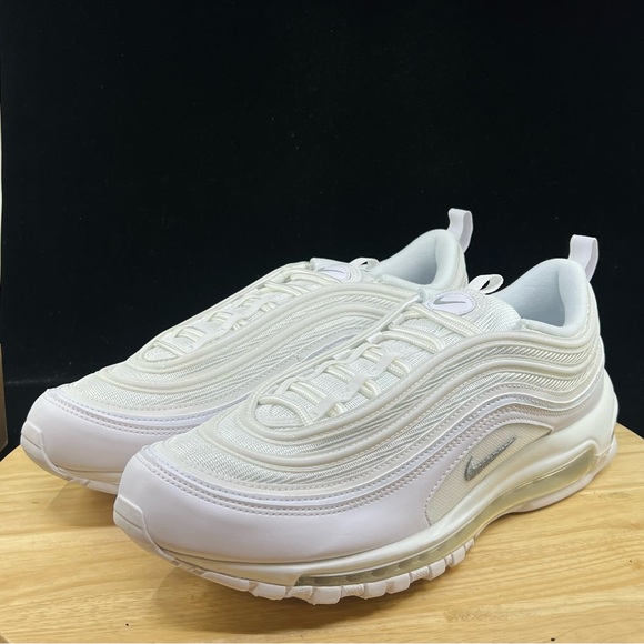 Nike Air Max 97 Triple White Wolf Grey Sneakers 921826 101 Men's Size 11 NEW - Picture 3 of 10